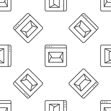 Grey line Website and envelope, new message, mail icon isolated seamless pattern Stock Illustration