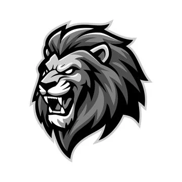 Grey Lion Character Mascot e-Sport Logo Vector Template Illustrazione stock