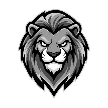 Grey Lion Character Mascot e-Sport Logo Vector Template Illustrazione stock
