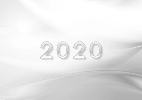 Grey liquid waves and silver 2020 New Year abstract vector background Stock Illustration