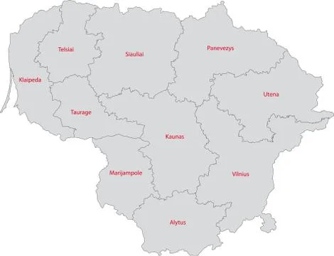 Grey Lithuania map Stock Illustration