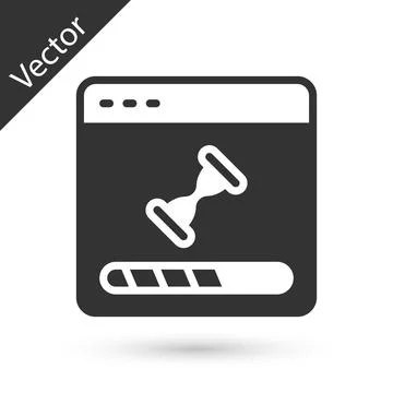 Grey Loading a data window with a progress bar icon isolated on white background Illustrazione stock