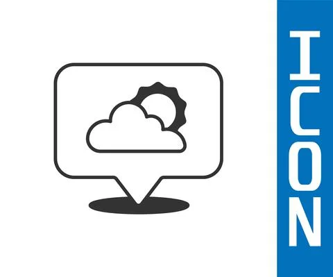 Grey Location cloud icon isolated on white background. Vector Illustrazione stock