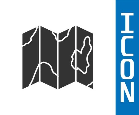 Grey Location of the forest on a map icon isolated on white background. Vector Stock Illustration