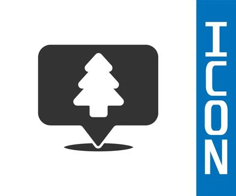 Grey Location of the forest on a map icon isolated on white background. Vector Stock Illustration