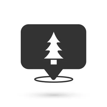 Grey Location of the forest on a map icon isolated on white background. Vector Stock Illustration