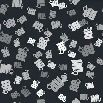 Grey Location of the forest on a map icon isolated seamless pattern on black Illustrazione stock