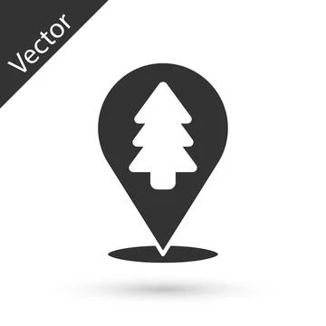 Grey Location of the forest on a map icon isolated on white background. Vector Stock Illustration