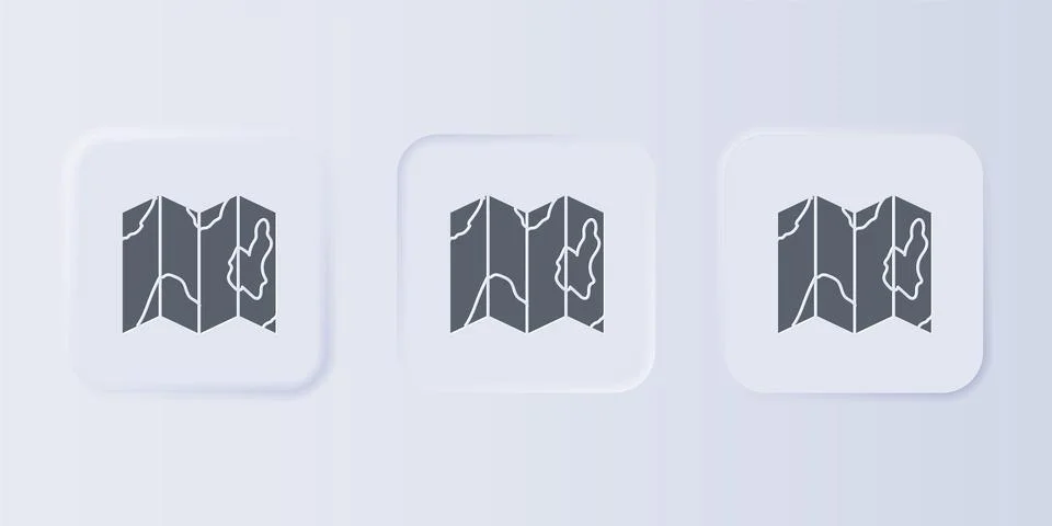 Grey Location of the forest on a map icon isolated on grey background. Set .. Stock Illustration