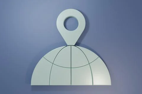 Grey Location on the globe icon isolated on purple-blue background. World o.. Illustrazione stock