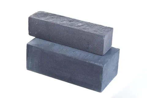 Grey long ceramic bricks at the white background, isolated Stock Photos