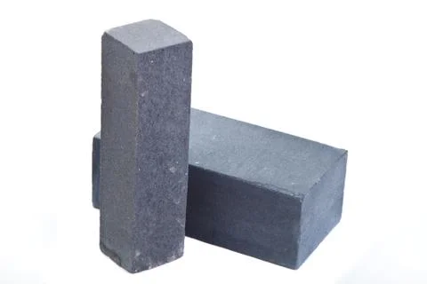 Grey long ceramic bricks at the white background, isolated Stock Photos