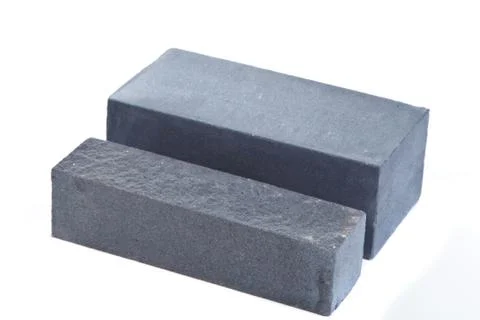 Grey long ceramic bricks at the white background, isolated Stock Photos