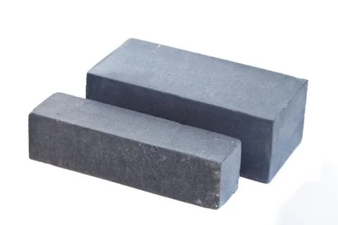 Grey long ceramic bricks at the white background, isolated Stock Photos