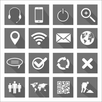 Grey Long Shadow Icons Stock Illustration