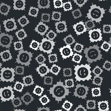 Grey LSD acid mark icon isolated seamless pattern on black background. Acid.. Stock Illustration