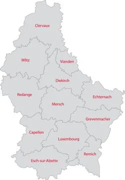Grey Luxembourg map Stock Illustration