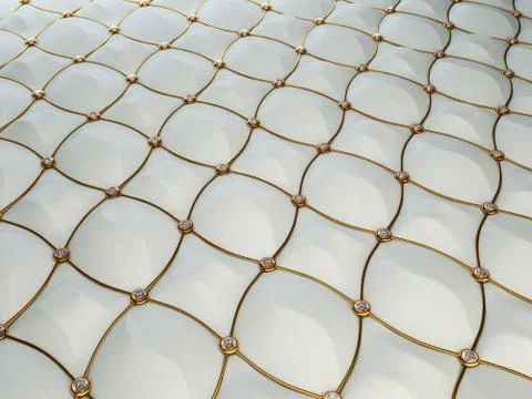 Grey luxury leather pattern with diamonds and golden wire Stock Photos