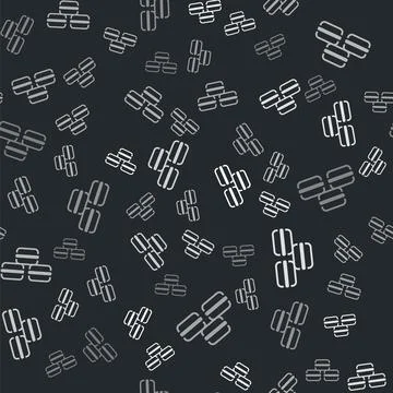 Grey Macaron cookie icon isolated seamless pattern on black background. Macaroon 스톡 일러스트