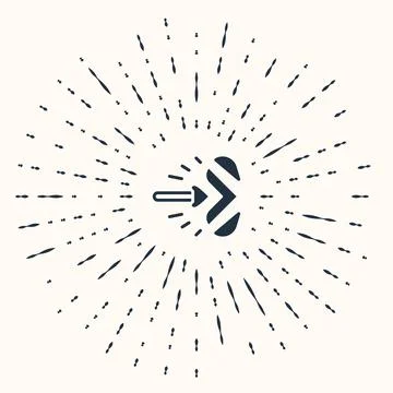 Grey Magic arrow icon isolated on beige background. Abstract circle random dots Stock Illustration