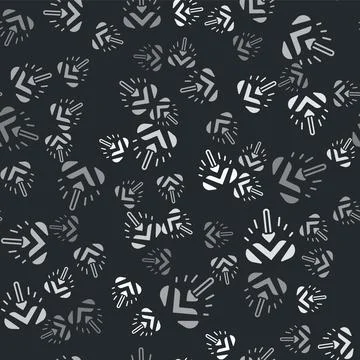 Grey Magic arrow icon isolated seamless pattern on black background. Vector Stock Illustration