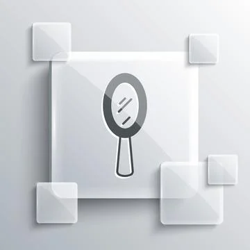 Grey Magic hand mirror icon isolated on grey background. Square glass panels Stock Illustration