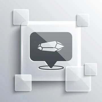 Grey Magic stone icon isolated on grey background. Fantasy crystal. Jewelry gem Illustrazione stock