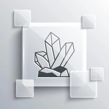 Grey Magic stone icon isolated on grey background. Fantasy crystal. Jewelry gem Illustrazione stock