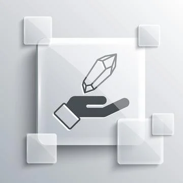 Grey Magic stone icon isolated on grey background. Fantasy crystal. Jewelry gem Illustrazione stock