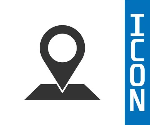 Grey Map pin icon isolated on white background. Navigation, pointer, location Stock Illustration