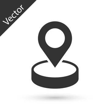 Grey Map pin icon isolated on white background. Navigation, pointer, location Stock Illustration