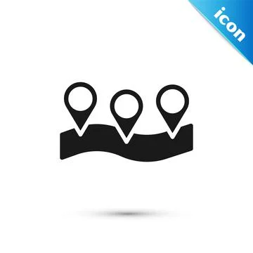 Grey Map pin icon isolated on white background. Navigation, pointer, location 스톡 일러스트