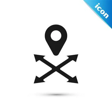 Grey Map pin icon isolated on white background. Navigation, pointer, location Stock Illustration