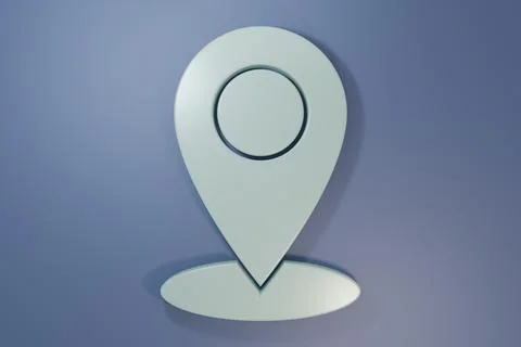 Grey Map pin icon isolated on purple-blue background. Navigation, pointer, lo 스톡 일러스트