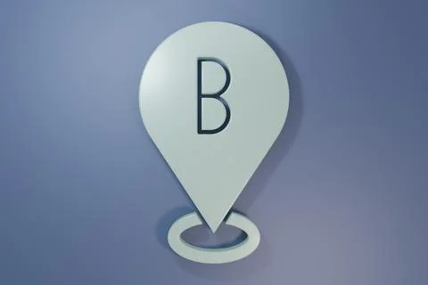 Grey Map pin icon isolated on purple-blue background. Navigation, pointer, lo Stock Illustration