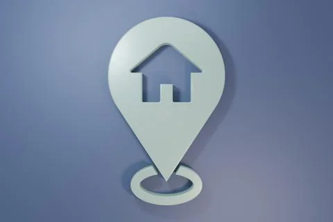 Grey Map pointer with house icon isolated on purple-blue background. Home l.. 스톡 일러스트