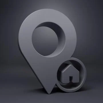 Grey Map pointer with house icon isolated on grey background. Home location.. イラスト素材