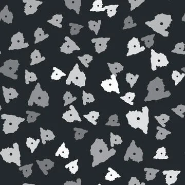 Grey Map of Spain icon isolated seamless pattern on black background. Vector Illustrazione stock