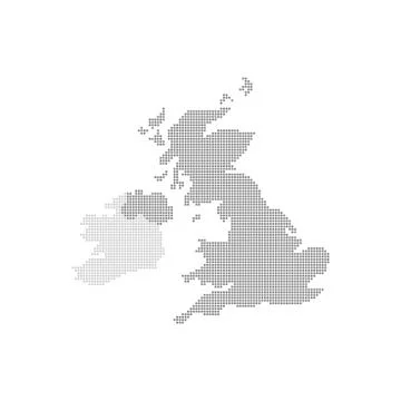 Grey Map United Kingdom In The Dot . Vector illustration Stock Illustration