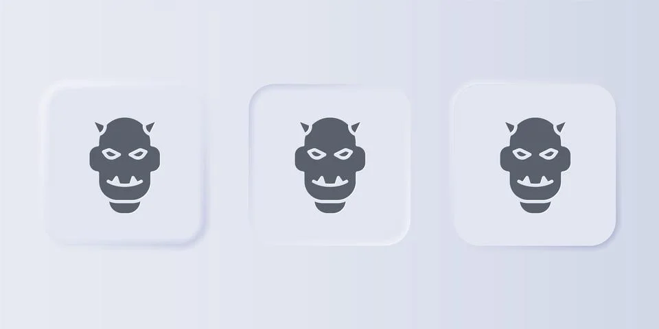 Grey Mask of the devil with horns icon isolated on grey background. Set ico.. Stockillustratie