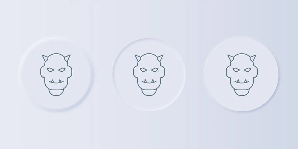 Grey Mask of the devil with horns icon isolated on grey background. Set ico.. Stockillustratie