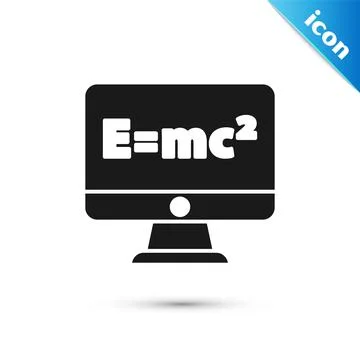 Grey Math system of equation solution on computer monitor icon isolated on .. 스톡 일러스트