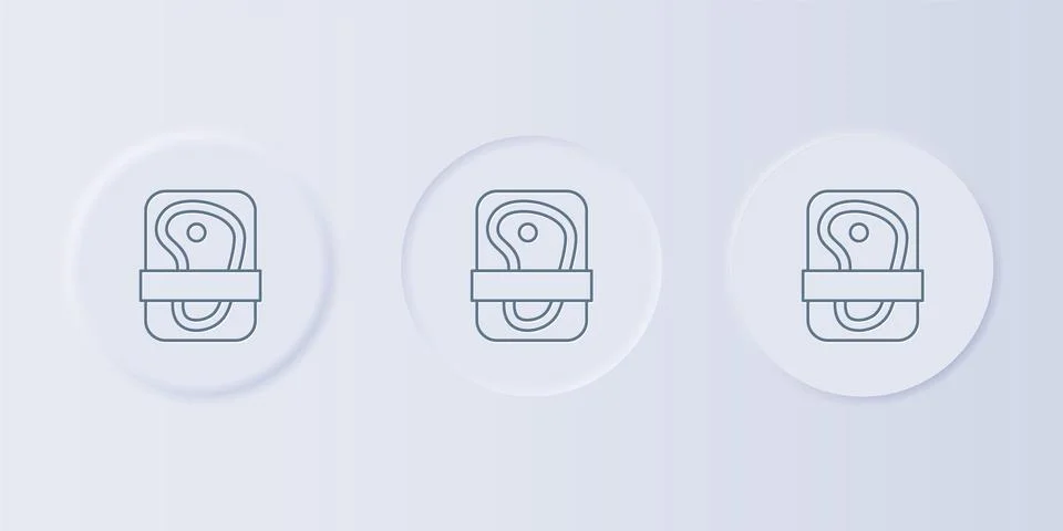 Grey Meat packaging steak icon isolated on grey background. Fresh meat beef.. Stock Illustration
