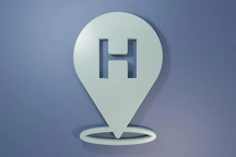 Grey Medical map pointer with cross hospital icon isolated on purple-blue b.. Stock Photos
