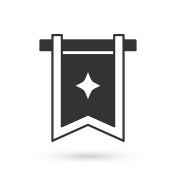 Grey Medieval flag icon isolated on white background. Country, state, or Stock Illustration