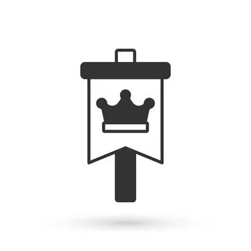 Grey Medieval flag icon isolated on white background. Country, state, or Stock Illustration
