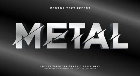 Grey Metal 3d editable text effect Template Stock Illustration
