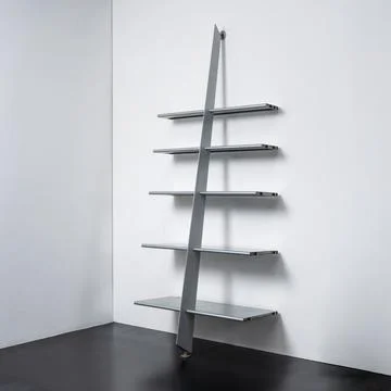 Grey metal bookcase Stock Photos