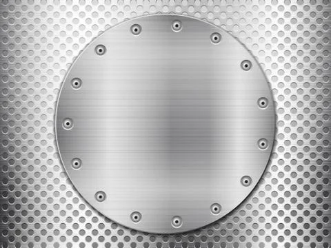 Grey metal grid and circle plate Stock Illustration