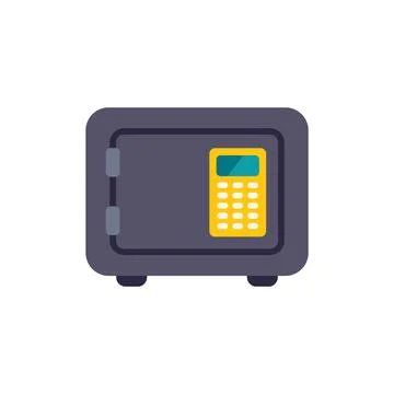 Grey metal safe with electronic lock keeping money and documents secure Stock Illustration